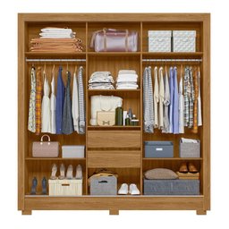 Guarda Roupa Bahamas 202cm 3 Portas Freijó Off White com Espelho Moval - 6