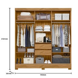 Guarda Roupa Bahamas 202cm 3 Portas Freijó Off White com Espelho Moval - 7