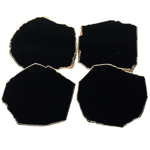 Porta Copos De Obsidiana Com Banho Dourado (10A13 Cm) - 4 Un