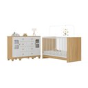 Ver imagem 2 de Berço 3 em 1 para Colchão 130x60cm com Cômoda 2 Portas 4 Gavetas Luna Multimóveis Mp4750