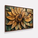 Ver imagem 3 de Quadro Abstrato Mandala de Girassol Ancestral Efeito Madeira 93x63
