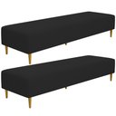 Ver imagem 1 de Kit 02 Puffs Decorativo Sala de Estar Bali W01 Pés Palito 210x60cm Suede Preto - Lyam Decor