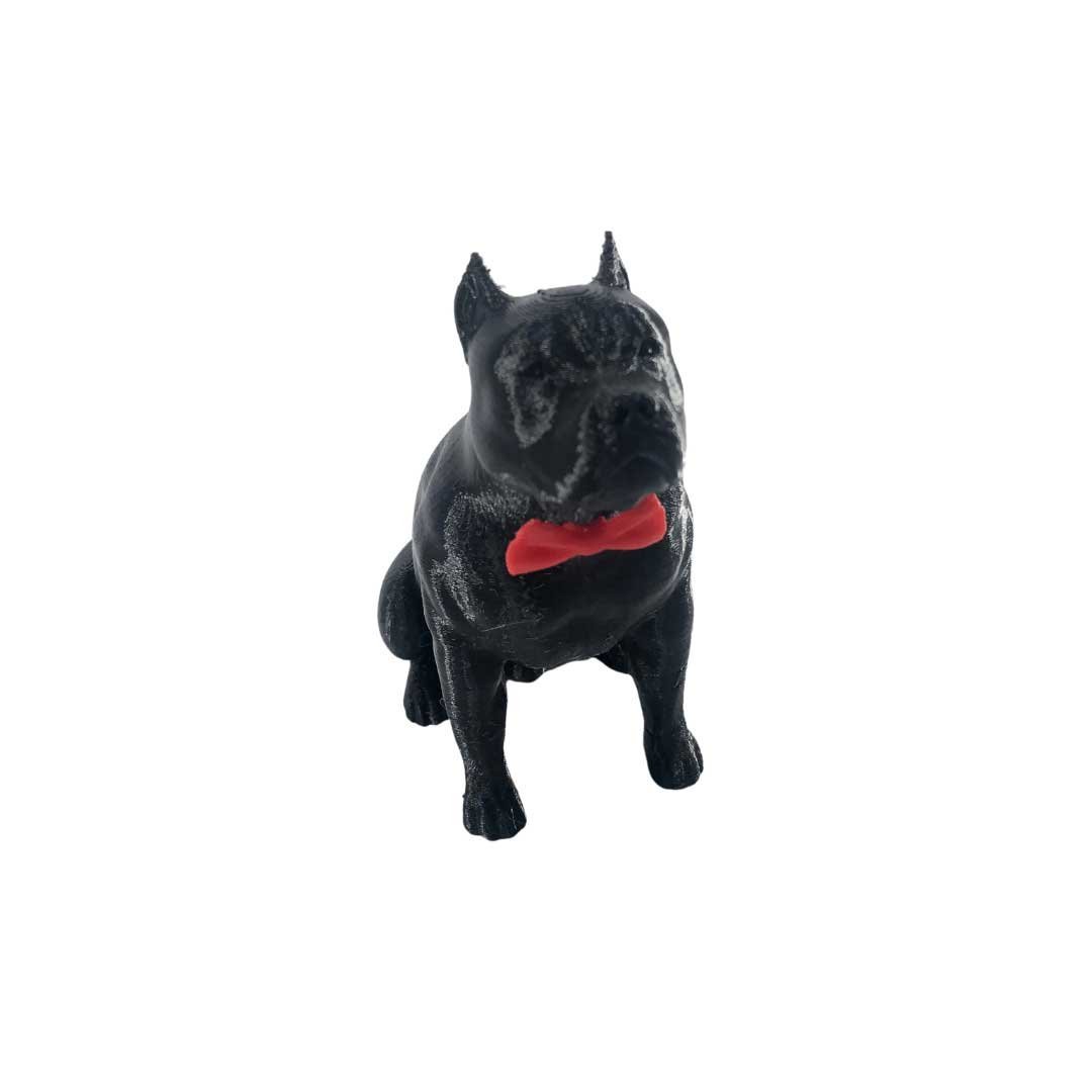 Pitbull Macho Orelha Cortada com Gravata Miniatura Decoração 3D:Preto ...