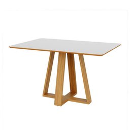 Mesa de Jantar 4 Lugares 135cm 100% Mdf Dalla Costa Casa Lar Cor:off White com Freijó - 2