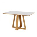 Ver imagem 2 de Mesa de Jantar 4 Lugares 135cm 100% Mdf Dalla Costa Casa Lar Cor:off White com Freijó
