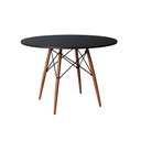 Ver imagem 2 de Mesa Redonda de Jantar Eames Eiffel 90cm Preta Base Madeira Maciça
