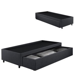 Base Box Cama Solteirão com Gaveta Sapateira para Colchão 96x203cm Linho