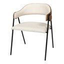 Ver imagem 1 de Cadeira Metal Design Atemporal Sala de Jantar Moderna Zaya Preto/Linho Off White/Durango Kaki