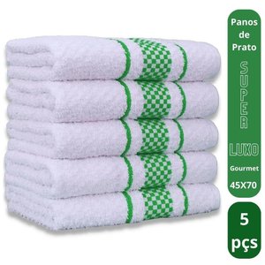Kit 5 Pano de Prato Super Luxo Atoalhado Premium Gourmet Beka - Verde