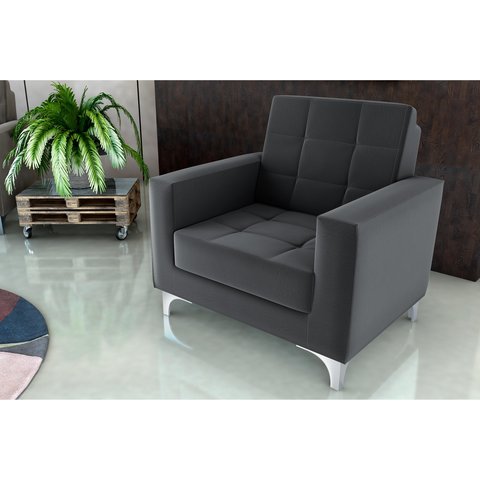 Poltrona Decorativa Thaina Veludo Cinza E425 - Matrix
