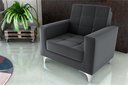 Ver imagem 1 de Poltrona Decorativa Thaina Veludo Cinza E425 - Matrix