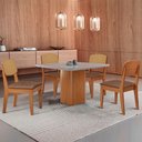 Ver imagem 1 de Mesa de Jantar Eloise 90cm Tampo Mdf Vidro com 4 Cadeiras Copper Premium Moderna Mobília
