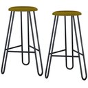 Ver imagem 1 de Kit 02 Banquetas Baixa Bar Cozinha Sala de Jantar Áris C01 Preto Linho Mostarda - Lyam Decor
