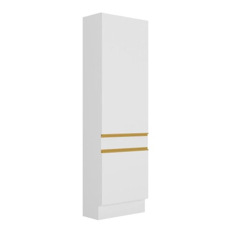 Paneleiro 2 Portas 62cm com Rodapé Veneza Multimóveis V2121 Branco/dourado