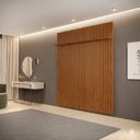 Ver imagem 5 de Painel Ripado para TV até 65 Polegadas com LED MDF 183cmx240cm Trento Marrom Freijó