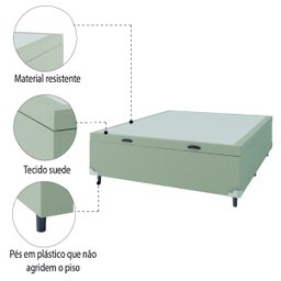 Base Cama Box Baú Casal 138x188x41cm Bege Suede Veludo Prince - 4