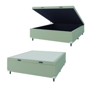 Base Cama Box Baú Casal 138x188x41cm Bege Suede Veludo Prince