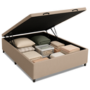 Ver imagem 1 de Base Cama Box Baú Casal 138x188x41cm Bege Suede Veludo Prince