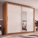 Ver imagem 1 de Guarda-Roupa Casal 02 Portas Deslizantes 04 Gavetas com Espelho Cinamomo/Off White Palace