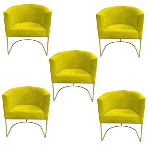 Kit 05 Poltronas Paola Sued Amarelo - D'Classe Decor