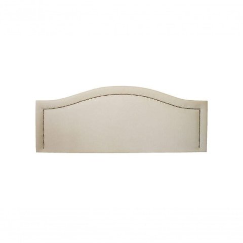 Cabeceira Casal Curva Luxo 140x60 Suede Off White - Tachas Prata
