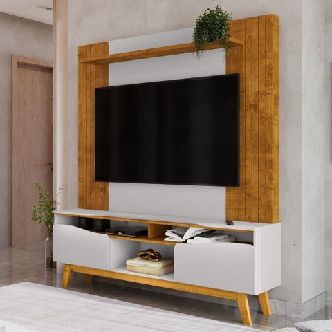 Estante para Tv até 75 Polegadas Atalaia 2 Portas Naturalle/off White - Móveis Bechara