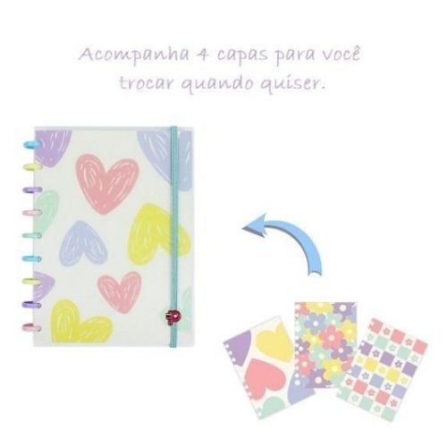 Caderno Inteligente Grande Decor 3 Capas Flor Amor Pop Disc - 2