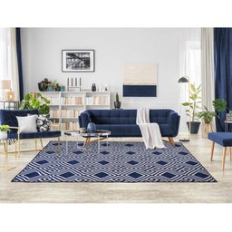 Tapete Sala Magia Geométrico Grego 200X250 Cm Azul Lavável - 2