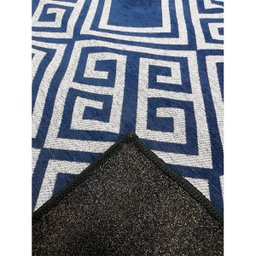 Tapete Sala Magia Geométrico Grego 200X250 Cm Azul Lavável - 4