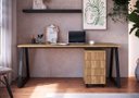 Ver imagem 1 de Mesa Escrivaninha 160cm C/ Gaveteiro Home Office Nogal/preto