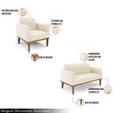 Ver imagem 6 de Conjunto 2 Poltronas e 1 Namoradeira Decorativa Pés Fixo em Madeira Castanho Veludo Bege