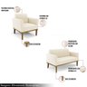 Conjunto 2 Poltronas e 1 Namoradeira Decorativa Pés Fixo em Madeira Castanho Veludo Bege - 6