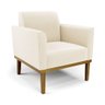 Conjunto 2 Poltronas e 1 Namoradeira Decorativa Pés Fixo em Madeira Castanho Veludo Bege - 3