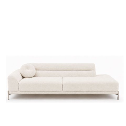 Sofá Arezzo 3 Lugares Pés Aço Titânio 210cm Terminal Esquerdo Boucle Off White - Sallar Home