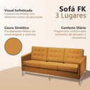 Ver imagem 3 de Sofá Fk 3 Lugares Couro Sintético Linha Premium Design Modernista Escritório Recepção - Caramelo