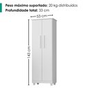 Ver imagem 3 de Armario para Lavanderia Multiuso 2 Portas 143x53 cm Nina Branco Rudk