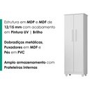 Ver imagem 5 de Armario para Lavanderia Multiuso 2 Portas 143x53 cm Nina Branco Rudk
