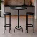 Ver imagem 1 de Conjunto Mesa Bistrô Alabama com 2 Banquetas Estofada Kassel Cor Preto - Kmj