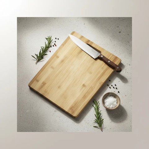 Tábua Corte Bambu com Alça Lisa para Cozinha 40x30cm