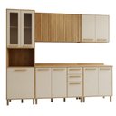 Ver imagem 2 de Cozinha Completa Modulada 5 Peças 13 Portas 2 Gavetas Salvador Bege/Cinamomo/Off White