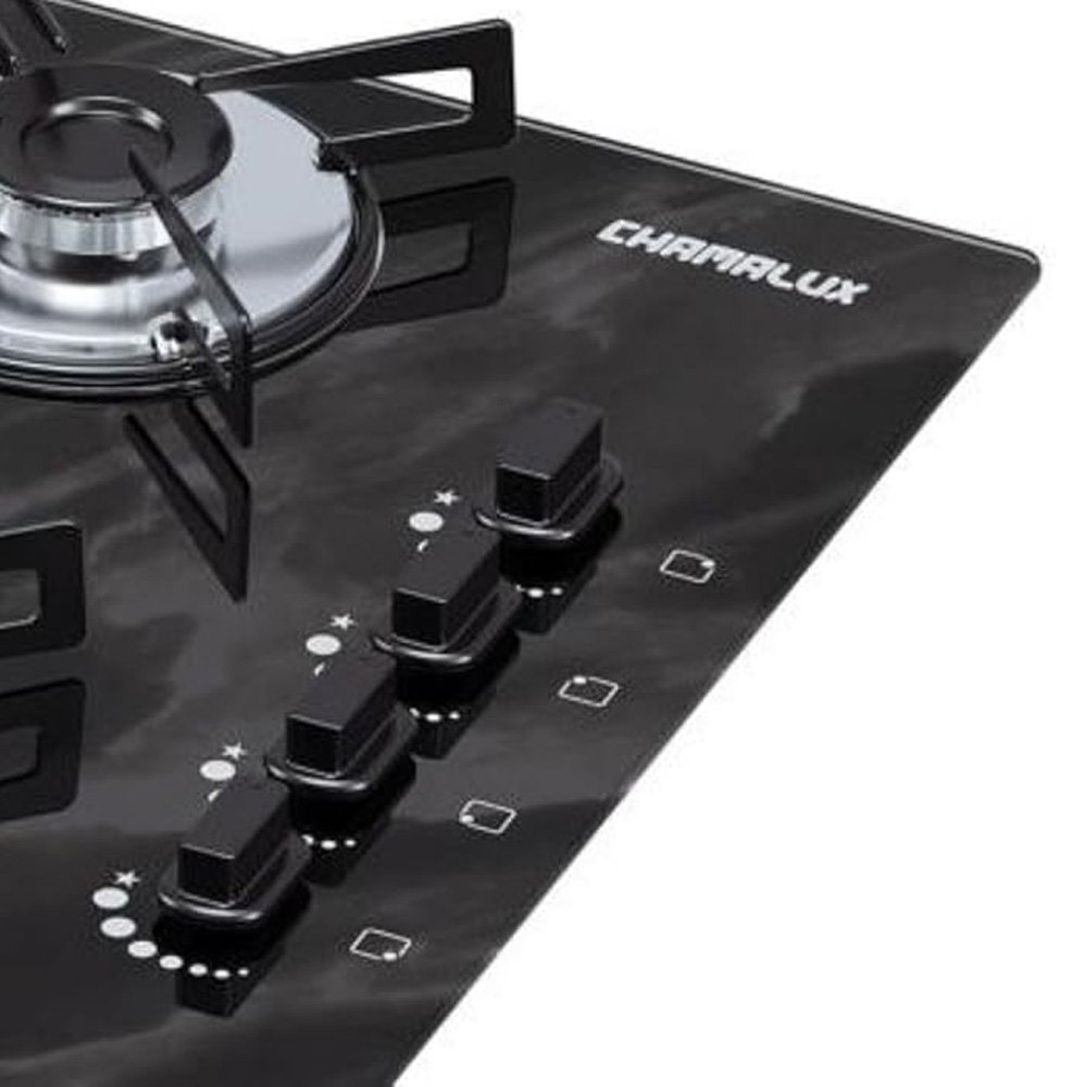 Kit Balcão para Cooktop Cozinha Kaiki Eliz Ypê com Fogão Cooktop 4 Bocas Chamalux Ultra Chama Preto  - 4
