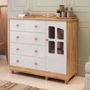 Ver imagem 1 de Cômoda Infantil Elô 1 Porta 4 Gavetas 100% Mdf Branco Brilho/amêndoa - Móveis Peroba