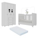 Ver imagem 1 de Berço Americano 3 em 1 com Colchão Incluso/rodízios e Guarda-roupa Pimpolho Multimóveis Branco