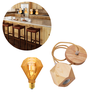Kit Pendente Rústico Em Madeira Maciça De 1M Com Lâmpada Led Vintage Retro Diamante 4W Bocal E27 Luz - 1