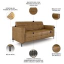 Ver imagem 3 de Sofá 2 Lugares 180cm Pés Metálicos Sallin Sintético Camel Z08 - Mpozenato