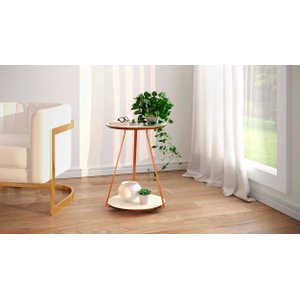 Mesinha Canto Lateral Decorativa Redonda Sofia Pés de Ferro