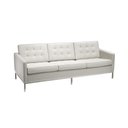 Ver imagem 1 de Sofá Fixo Florence Knoll 3 Lugares Cromado em Sintético Branco