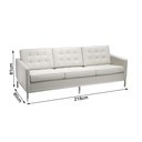 Ver imagem 2 de Sofá Fixo Florence Knoll 3 Lugares Cromado em Sintético Branco