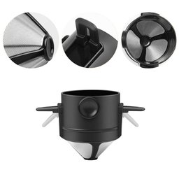Mini Coador C Filtro de Café Individual Portátil Inox P Copo - 4