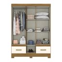 Ver imagem 3 de Guarda Roupa Solteiro Chale 5 Portas e 2 Gavetas com Espelho Nature/Off White - Móveis Briz